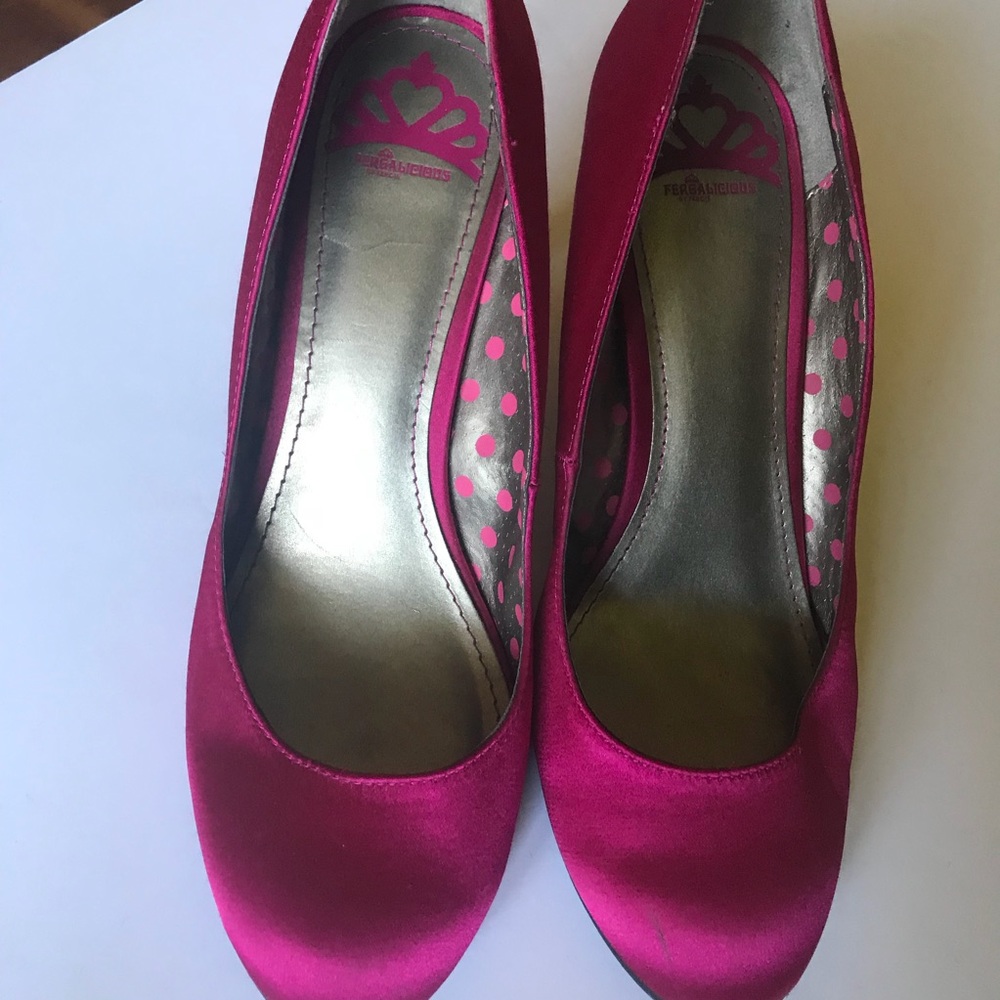 Fergalicious Pink Satin Heels